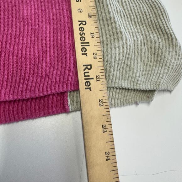 Amicale Sweater Womens Small Pink Colorblock Ribbed Knit Cotton Cashmere - Picture 5 of 6